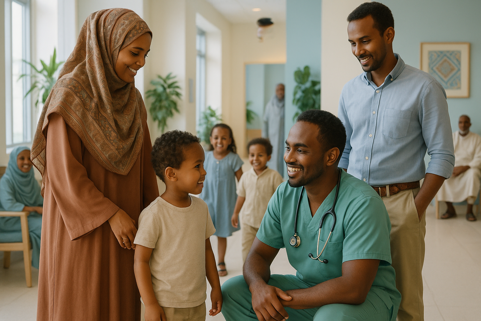 Modern hospital facility with compassionate medical staff providing care